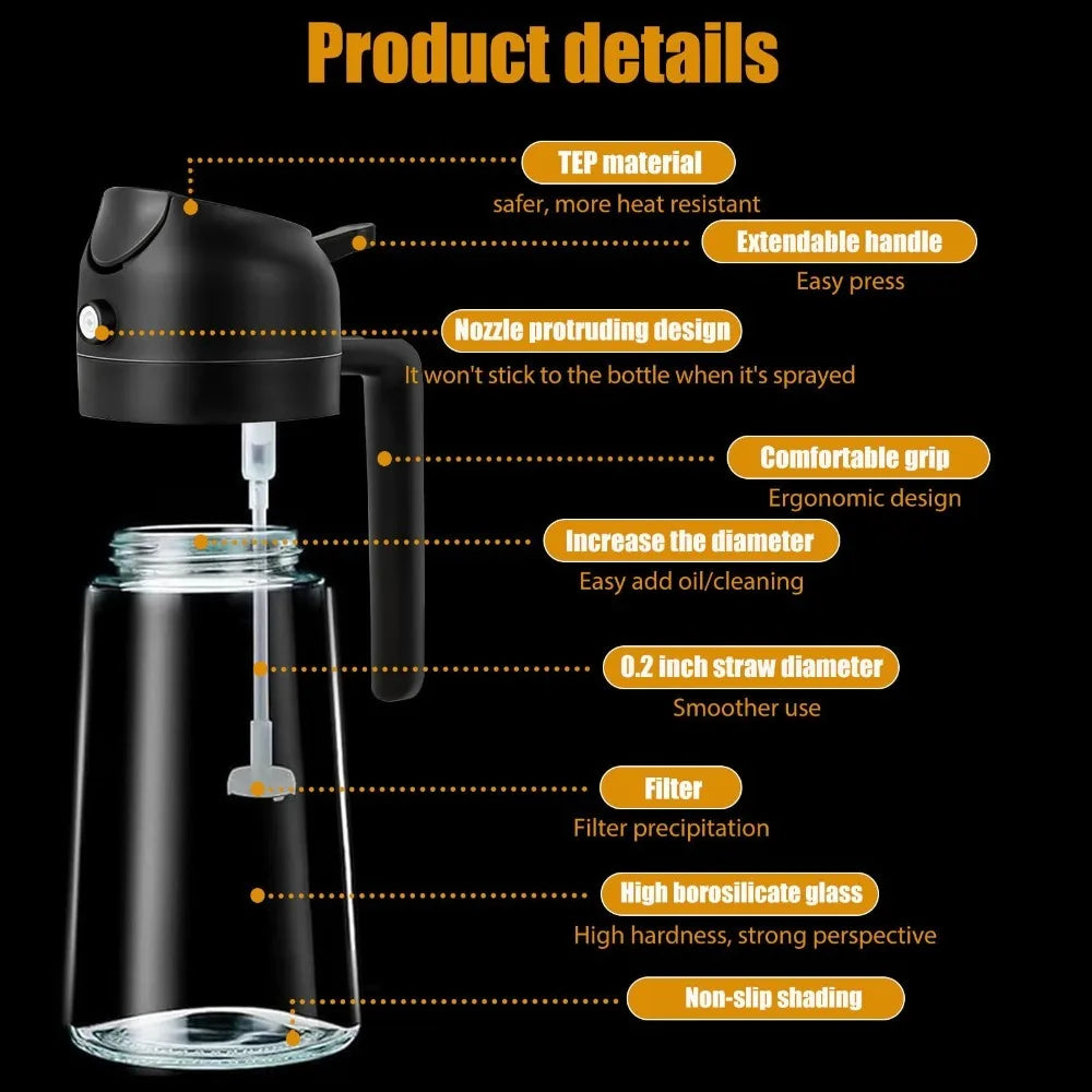 1-2PCS 2in1 Spray Oil Dispenser Oil Jar Cruet BBQ 500ml Plastic Spray Sprayer Bottle Kitchen Baking Roasting Picnic Kitchen Tool