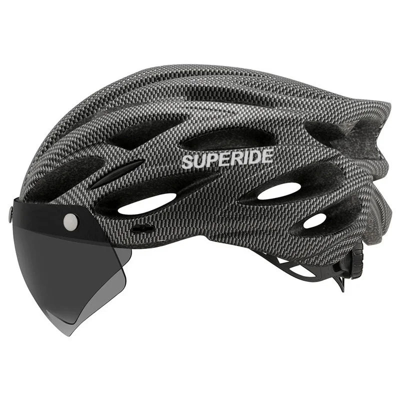 SUPERIDE Ultalight Cycling Helmet with Magnetic Googles & Sun Visor Men Women In-mold Road Bike MTB Bicycle Helmet