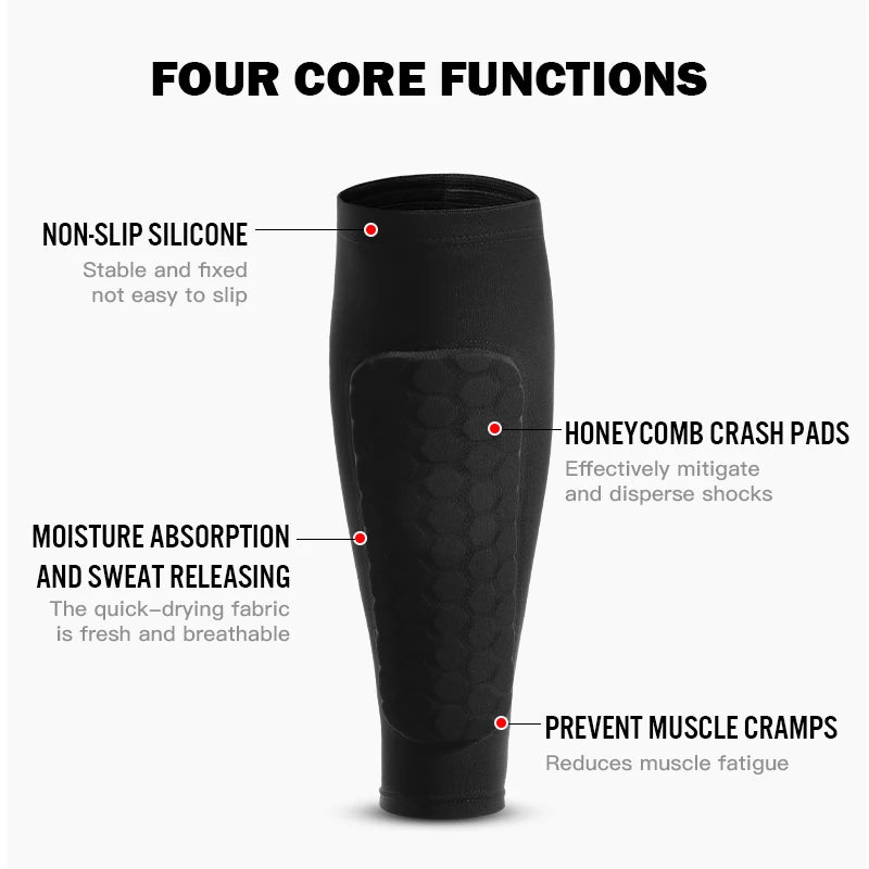 1Pcs Football Shin Guard Socks Sleeves with Foam Calf Compression Sleeve Honeycomb Pads Sports Legging & Soccer Equipment
