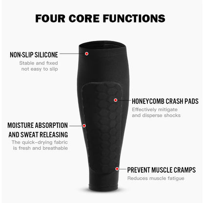 1Pcs Football Shin Guard Socks Sleeves with Foam Calf Compression Sleeve Honeycomb Pads Sports Legging & Soccer Equipment