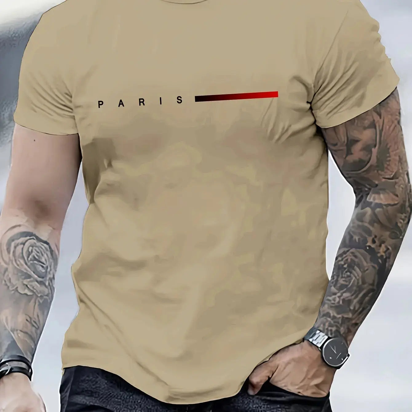 Men's 100% cotton summer loose PARIS Creative Letter Reseller