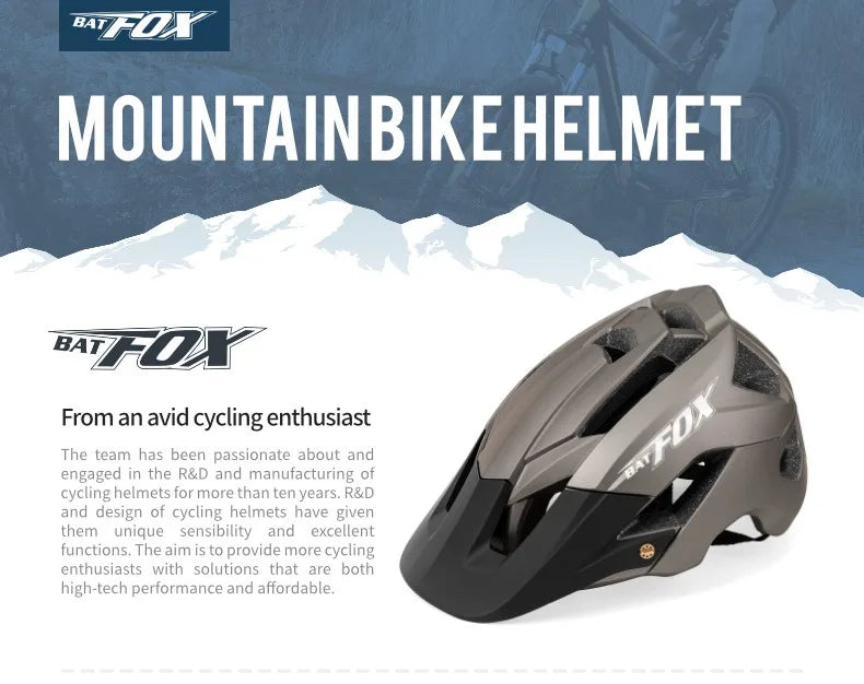 BATFOX Bike Helmet Overall Molded Mountain Road Helmet Ultralight Men Bicycle Cycling Equipment DH AM Casco Ciclismo Bicicleta