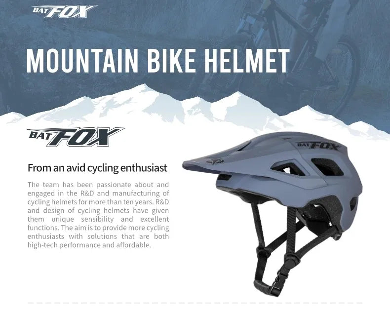 BATFOX Bike Helmet Overall Molded Mountain Road Helmet Ultralight Men Bicycle Cycling Equipment DH AM Casco Ciclismo Bicicleta
