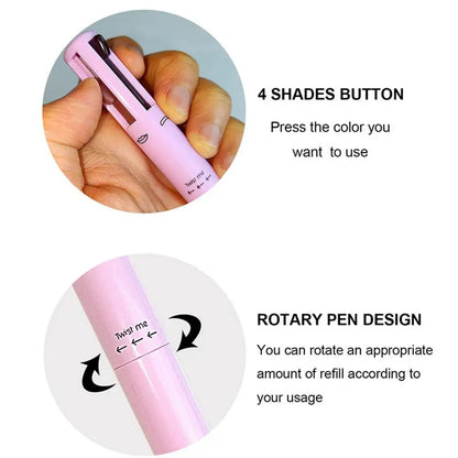 NEW 4 In 1 Eyebrow Pencil Lip Liner Highlighter Pen Waterproof Lasting EasyColor Sweat-Proof Eyeliner Makeup Pen Cosmetic Beauty