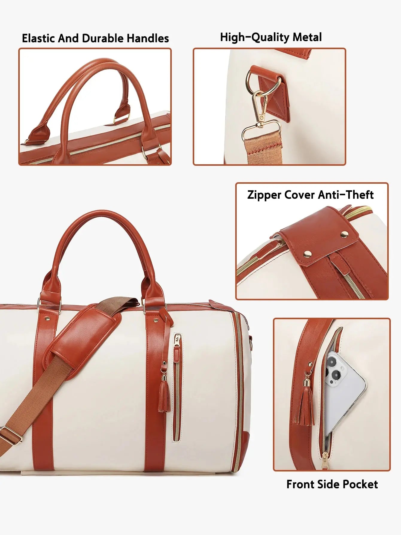 Carry On Garment Bag 55L Large Pu Leather Duffle Bag Waterproof With Shoe Pouch For 2 In 1 Hanging Suitcase Suit Travel Bags Reseller