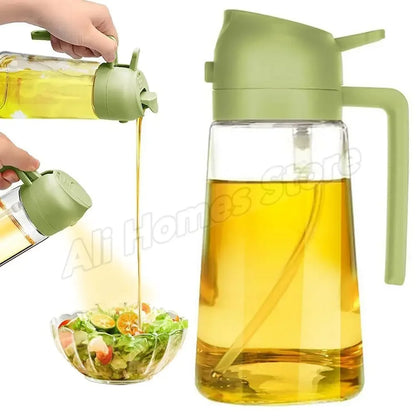 1-2PCS 2in1 Spray Oil Dispenser Oil Jar Cruet BBQ 500ml Plastic Spray Sprayer Bottle Kitchen Baking Roasting Picnic Kitchen Tool