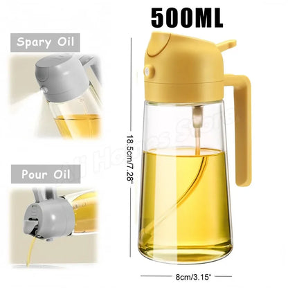 1-2PCS 2in1 Spray Oil Dispenser Oil Jar Cruet BBQ 500ml Plastic Spray Sprayer Bottle Kitchen Baking Roasting Picnic Kitchen Tool