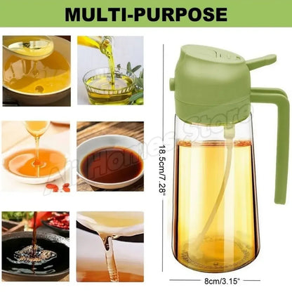 1-2PCS 2in1 Spray Oil Dispenser Oil Jar Cruet BBQ 500ml Plastic Spray Sprayer Bottle Kitchen Baking Roasting Picnic Kitchen Tool