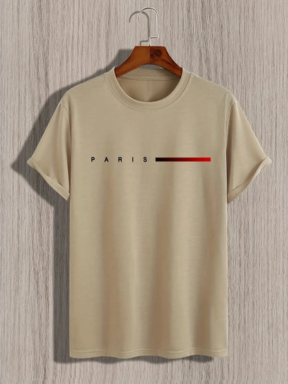 Men's 100% cotton summer loose PARIS Creative Letter Reseller
