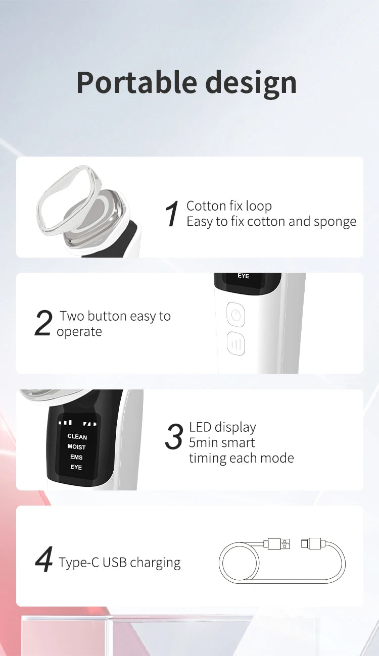 4 in 1 Microcurrent Facial Massager Vibration Anti Aging Face Eye and Neck Skin Care Tool EMS Face Toning Face Lifting Device