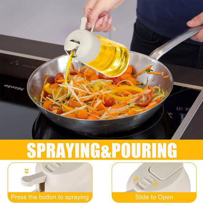 1-4Pcs 2in1 Oil Sprayer Bottle Plastic BBQ Cooking Oil Dispenser Olive Oil Pourers Sprayer Kitchen Baking Mister Vinegar Bottle