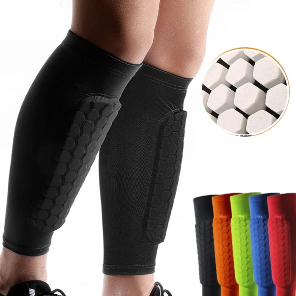 1Pcs Football Shin Guard Socks Sleeves with Foam Calf Compression Sleeve Honeycomb Pads Sports Legging & Soccer Equipment