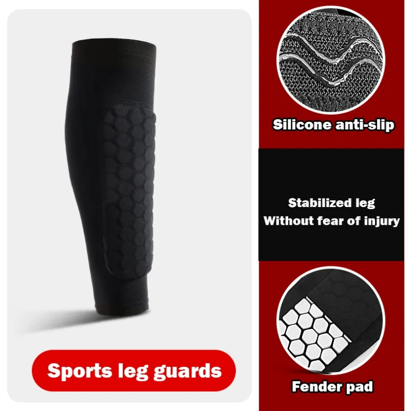 1Pcs Football Shin Guard Socks Sleeves with Foam Calf Compression Sleeve Honeycomb Pads Sports Legging & Soccer Equipment