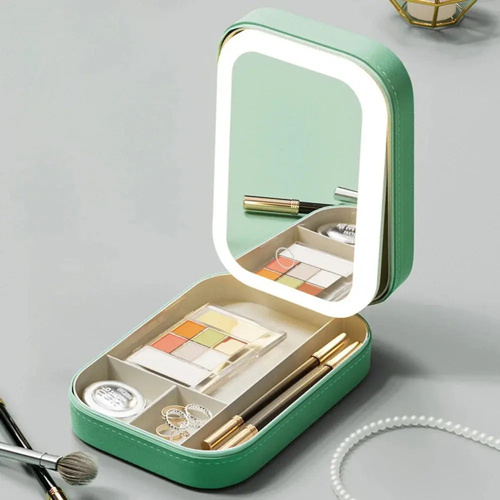 LED Mirror Makeup Storage Box Portable Travel Reseller