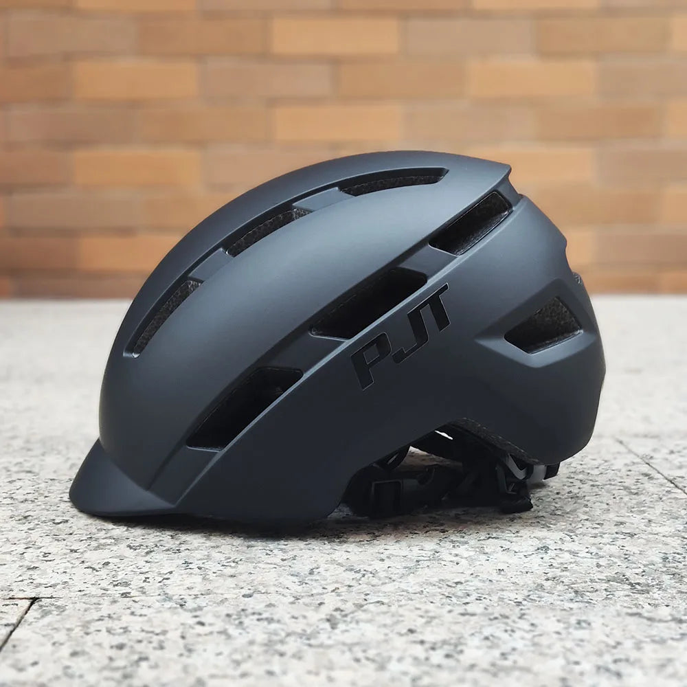 PJT New Cycling Helmet In-Mold Mountain Road USB Rechargeable Taillight Bicycle Bike Helmets Sports Safe Hat MTB Cycling Helmet