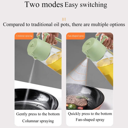 1-2PCS 2in1 Spray Oil Dispenser Oil Jar Cruet BBQ 500ml Plastic Spray Sprayer Bottle Kitchen Baking Roasting Picnic Kitchen Tool