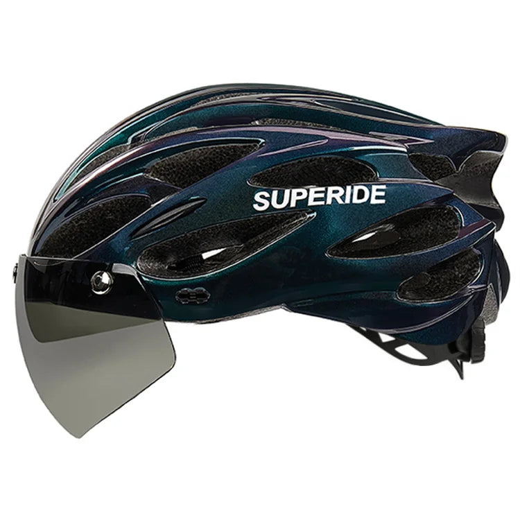 SUPERIDE Ultalight Cycling Helmet with Magnetic Googles & Sun Visor Men Women In-mold Road Bike MTB Bicycle Helmet