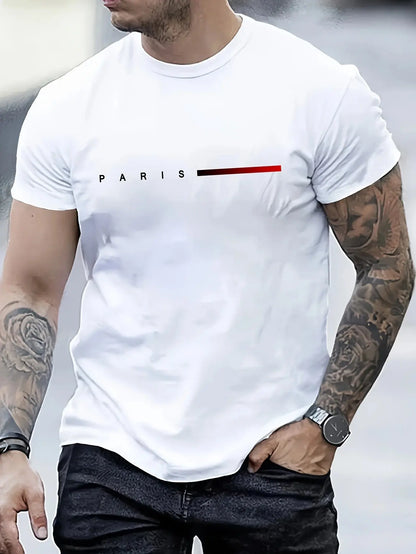 Men's 100% cotton summer loose PARIS Creative Letter Reseller