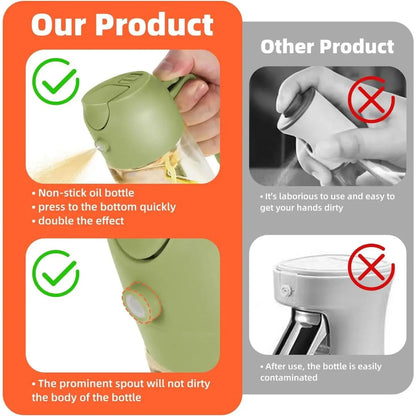 1-2PCS 2in1 Spray Oil Dispenser Oil Jar Cruet BBQ 500ml Plastic Spray Sprayer Bottle Kitchen Baking Roasting Picnic Kitchen Tool