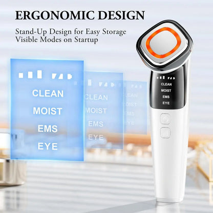 4 in 1 Microcurrent Facial Massager Vibration Anti Aging Face Eye and Neck Skin Care Tool EMS Face Toning Face Lifting Device