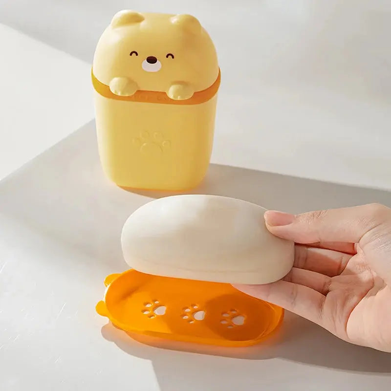 Cartoon Bear Portable Soap Dish Sealed Storage Reseller