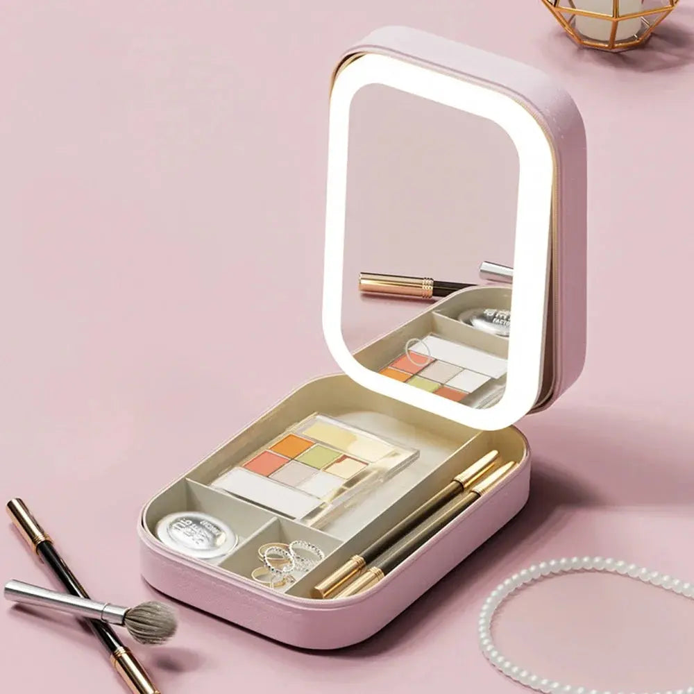 LED Mirror Makeup Storage Box Portable Travel Reseller
