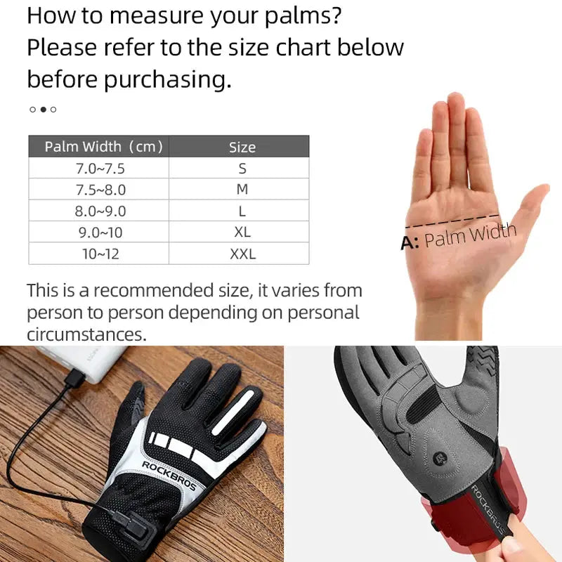 ROCKBROS Winter Heated Gloves Women Men's Reseller