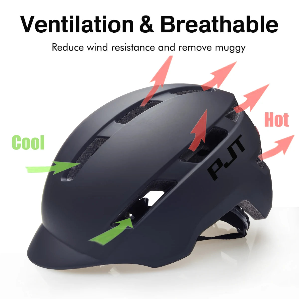 PJT New Cycling Helmet In-Mold Mountain Road USB Rechargeable Taillight Bicycle Bike Helmets Sports Safe Hat MTB Cycling Helmet