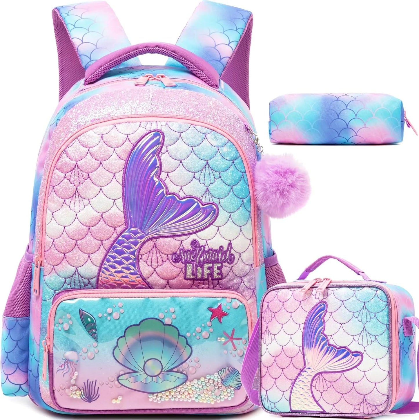Kids Backpack for Girls Cute School Bag Set with Insulated Lunch Tote Back to School Bookbag Perfect Gift for Elementary Student