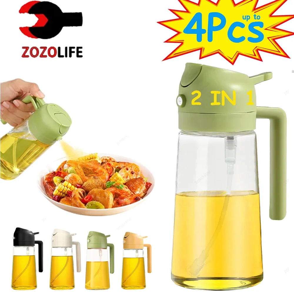 1-4Pcs 2in1 Oil Sprayer Bottle Plastic BBQ Cooking Oil Dispenser Olive Oil Pourers Sprayer Kitchen Baking Mister Vinegar Bottle