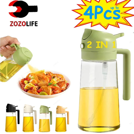 1-4Pcs 2in1 Oil Sprayer Bottle Plastic BBQ Cooking Oil Dispenser Olive Oil Pourers Sprayer Kitchen Baking Mister Vinegar Bottle