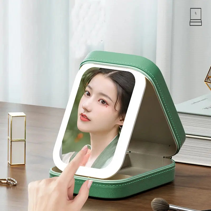 LED Mirror Makeup Storage Box Portable Travel Reseller
