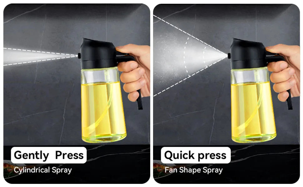 1-2PCS 2in1 Olive Oil Dispenser Bottle 500ml Plastic Oil Sprayer Cooking Oil Spray Tank BBQ Baking Picnic Kitchen Tools for Home