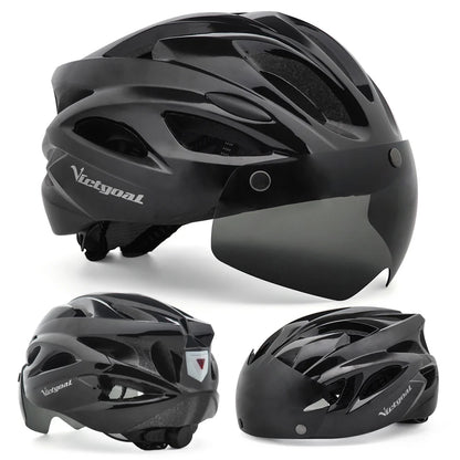 VICTGOAL Bicycle Helmet For Men Taillight Magnetic Goggles UV400 Lens Sun Visor Cycling Helmets MTB Electric Scooter Bike Safety