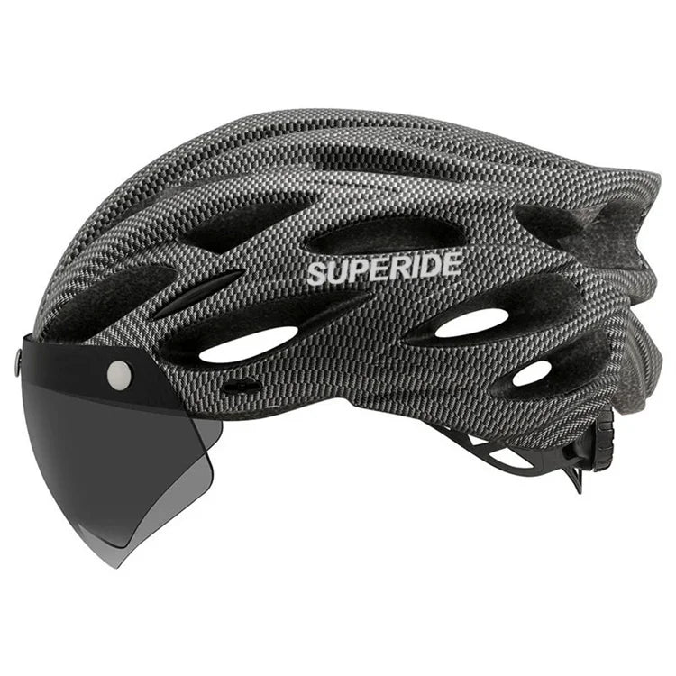 SUPERIDE Ultalight Cycling Helmet with Magnetic Googles & Sun Visor Men Women In-mold Road Bike MTB Bicycle Helmet