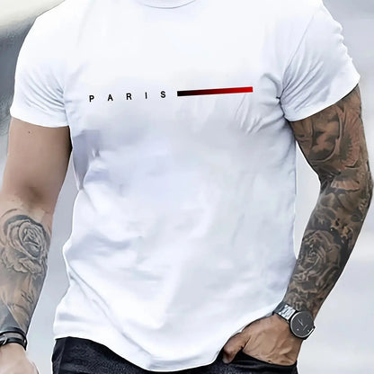 Men's 100% cotton summer loose PARIS Creative Letter Reseller
