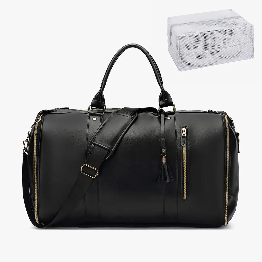 Carry On Garment Bag 55L Large Pu Leather Duffle Bag Waterproof With Shoe Pouch For 2 In 1 Hanging Suitcase Suit Travel Bags Reseller