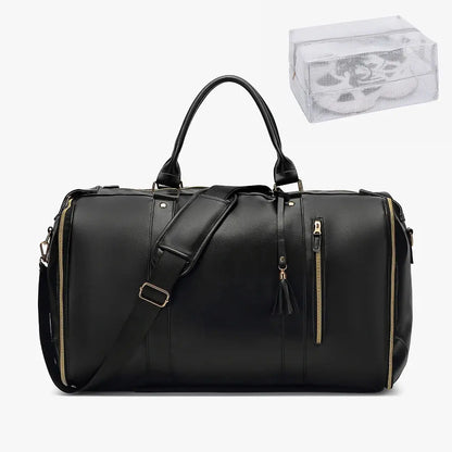 Carry On Garment Bag 55L Large Pu Leather Duffle Bag Waterproof With Shoe Pouch For 2 In 1 Hanging Suitcase Suit Travel Bags Reseller