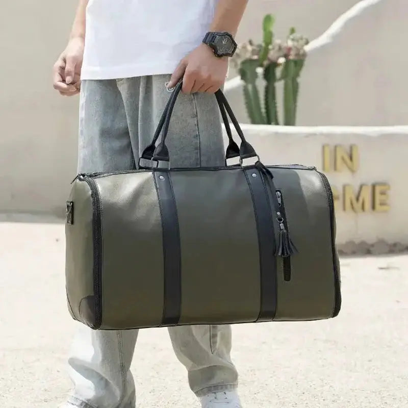 Carry On Garment Bag 55L Large Pu Leather Duffle Bag Waterproof With Shoe Pouch For 2 In 1 Hanging Suitcase Suit Travel Bags Reseller