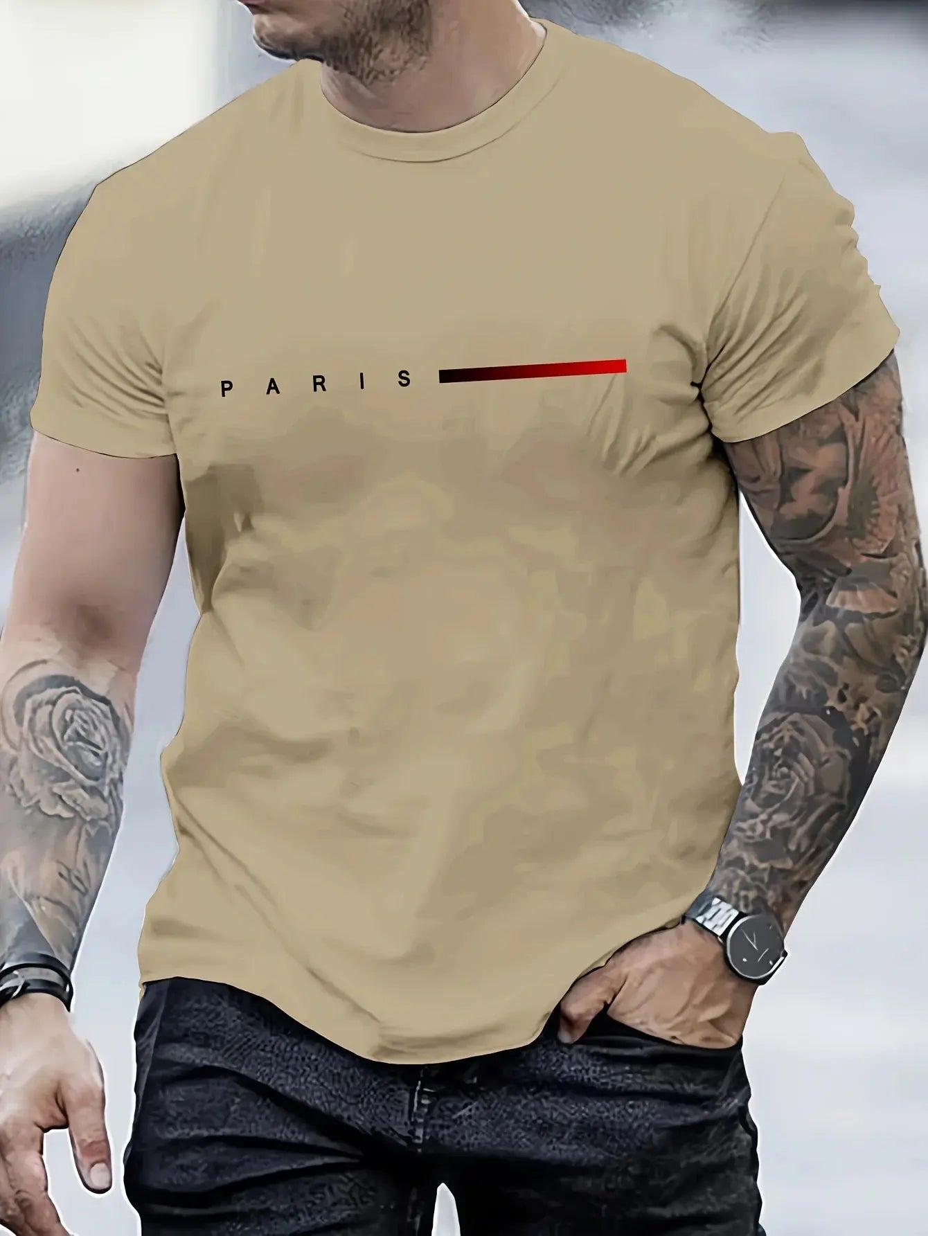 Men's 100% cotton summer loose PARIS Creative Letter Reseller