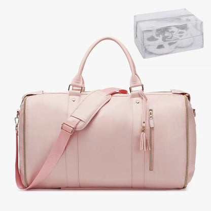 Carry On Garment Bag 55L Large Pu Leather Duffle Bag Waterproof With Shoe Pouch For 2 In 1 Hanging Suitcase Suit Travel Bags Reseller