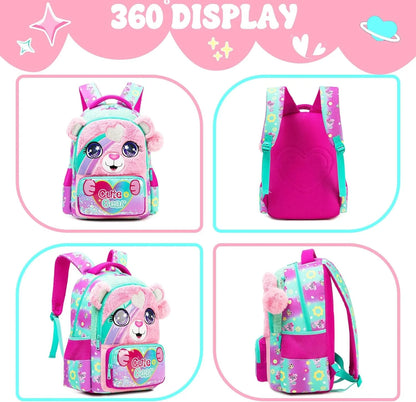 Kids Backpack for Girls Cute School Bag Set with Insulated Lunch Tote Back to School Bookbag Perfect Gift for Elementary Student