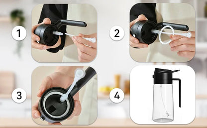1-2PCS 2in1 Olive Oil Dispenser Bottle 500ml Plastic Oil Sprayer Cooking Oil Spray Tank BBQ Baking Picnic Kitchen Tools for Home