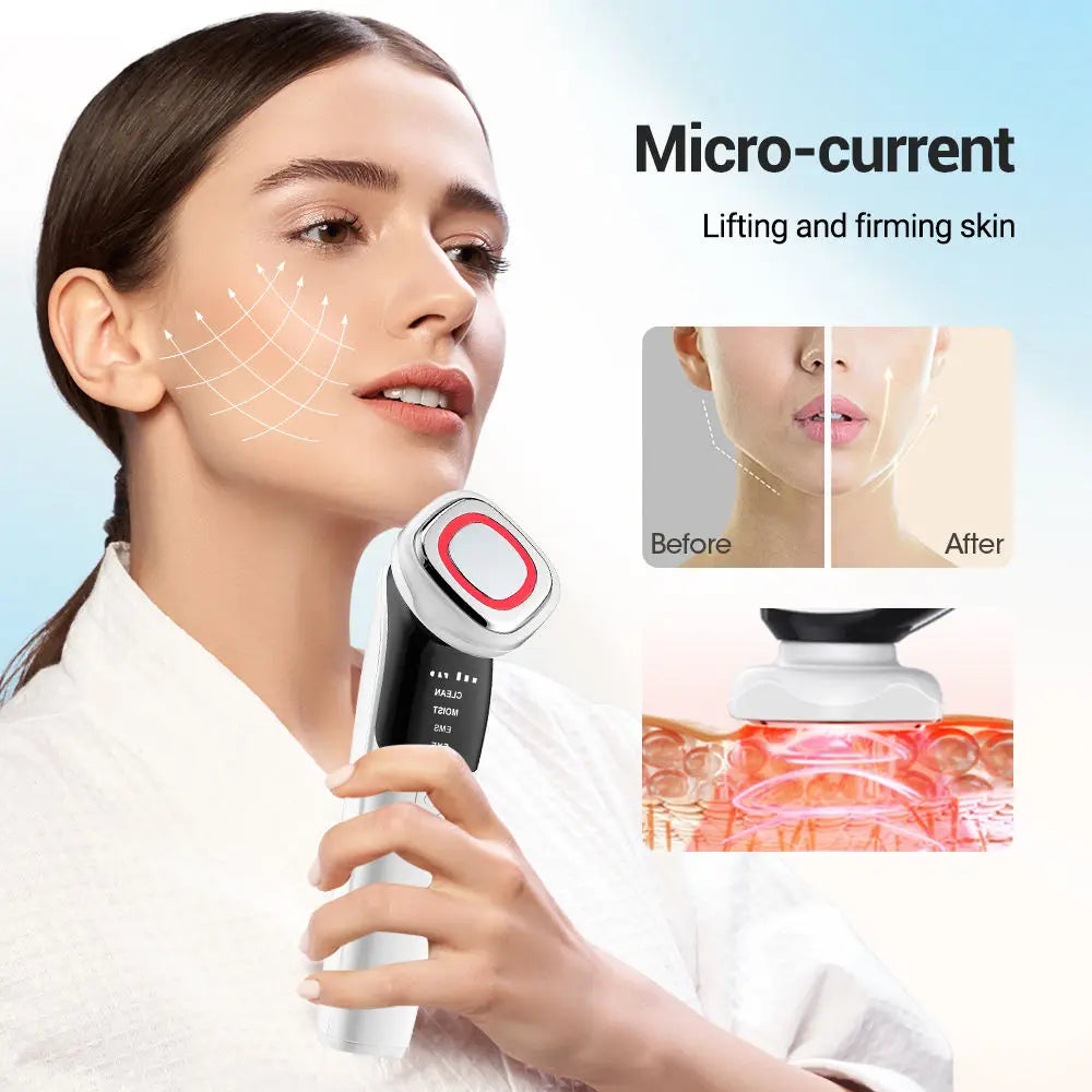 4 in 1 Microcurrent Facial Massager Vibration Anti Aging Face Eye and Neck Skin Care Tool EMS Face Toning Face Lifting Device