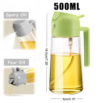 Spray for Olive Oil Dispenser Plastic 2 in 1 Oil Spray&Pour Oil Mister Bottle Cooking BBQ Baking  AirFryer 500ML for Oil Bottles