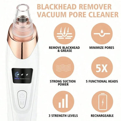 Electric Facial Blackhead Vacuum Remover – Deep Pore Cleansing Tool for Skin Care & Pore Refining