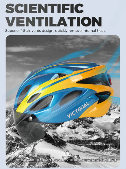 VICTGOAL Bicycle Helmet For Men Taillight Magnetic Goggles UV400 Lens Sun Visor Cycling Helmets MTB Electric Scooter Bike Safety