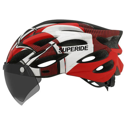 SUPERIDE Ultalight Cycling Helmet with Magnetic Googles & Sun Visor Men Women In-mold Road Bike MTB Bicycle Helmet