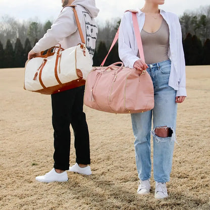 Carry On Garment Bag 55L Large Pu Leather Duffle Bag Waterproof With Shoe Pouch For 2 In 1 Hanging Suitcase Suit Travel Bags Reseller