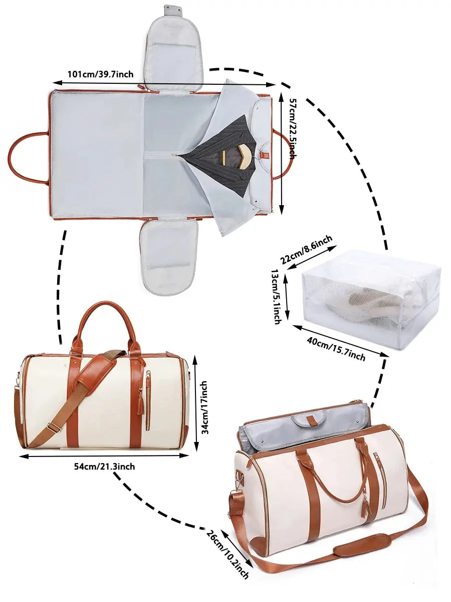 Carry On Garment Bag 55L Large Pu Leather Duffle Bag Waterproof With Shoe Pouch For 2 In 1 Hanging Suitcase Suit Travel Bags Reseller